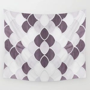51" x 60" purple and white tapestry